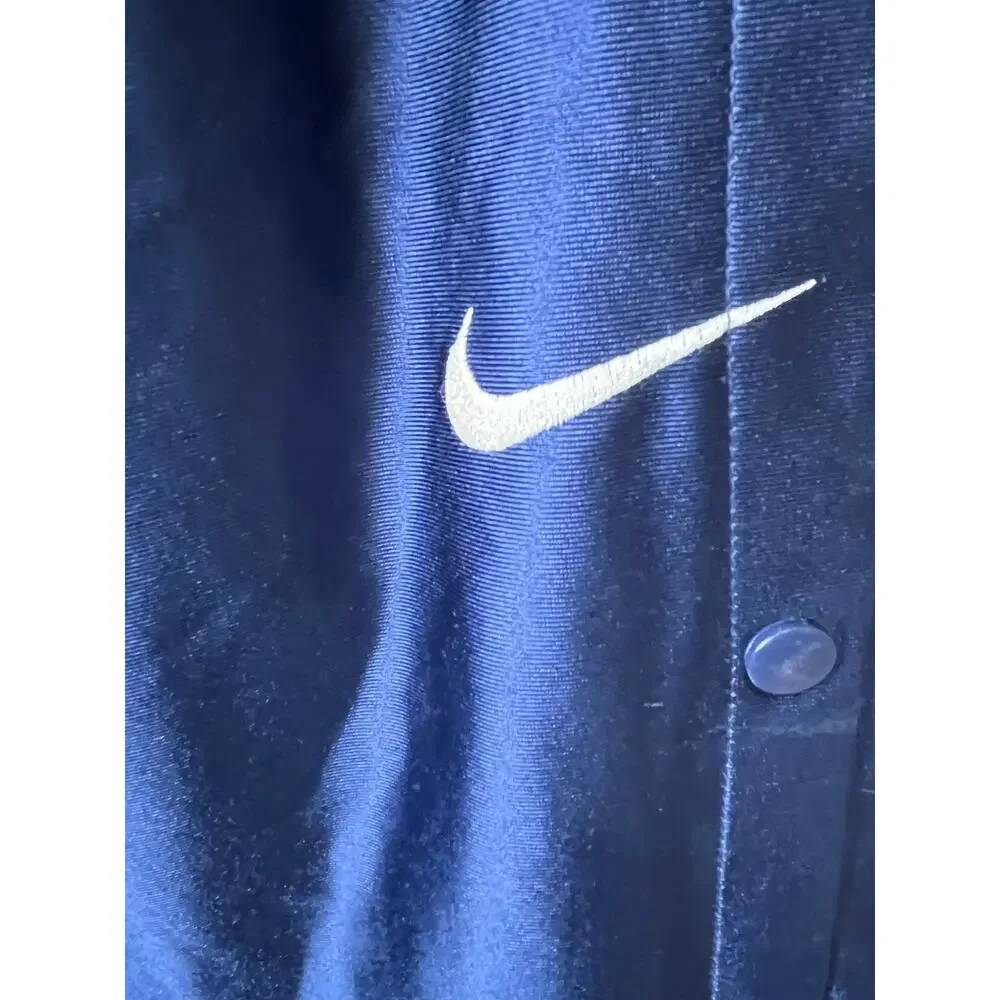 Vintage Nike Snap Button Tear Away Track Pants Navy Blue Swoosh Y2K Medium